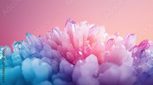 Galaxy blooming from center of crystal flower, surreal aesthetic concept