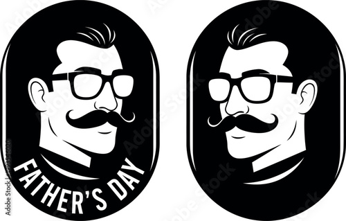 Father's day portrait stickers celebrating dad with stylish mustache designs