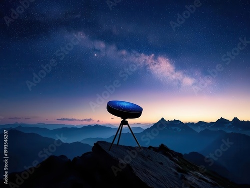 Surreal view of galaxy from mountaintop observatory, night sky wonder and stargazing concept