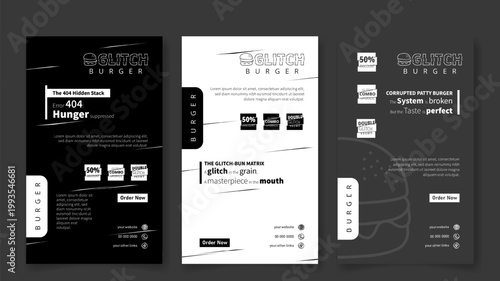 Social media template in black and white background design. banner template for burger food campaign