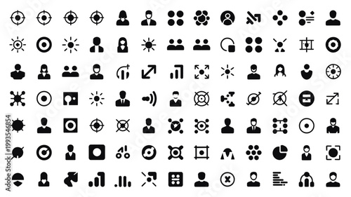 Set of 100 Minimal Black Interface Icons Vector