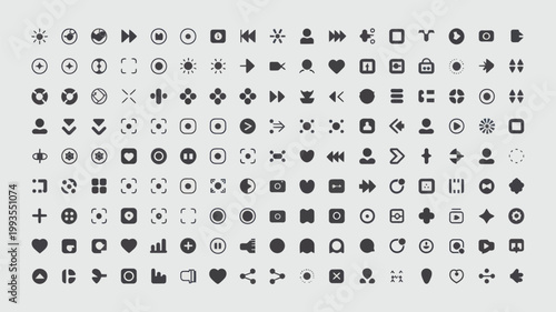 Set of 120 Grey User Interface Outline Icons Vector