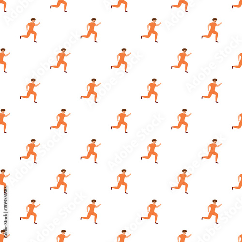 Man in orange uniform running repeatedly, forming a seamless background pattern