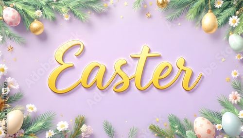 Elegant Easter Holiday Design with Eggs and Floral Decor