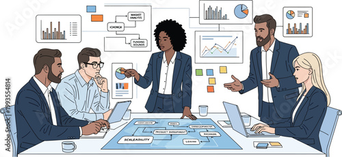 Professionals collaborate during a strategic planning meeting at the.