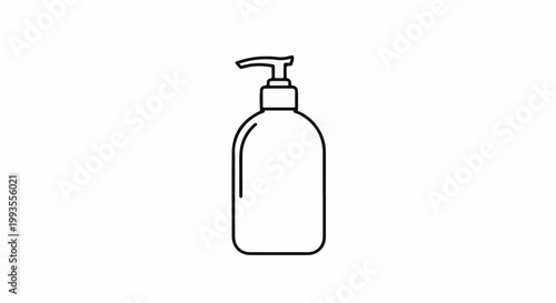 A line art illustration of a dispenser bottle with a pump top