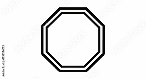 A clean, black, double-lined octagon shape on a white background