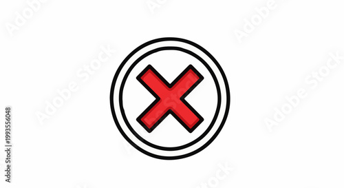 A red X symbol within a double-lined circle on a white background