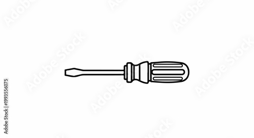 A simple black outline drawing of a flathead screwdriver