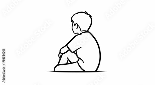 Stylized line drawing of a person from behind, sitting down