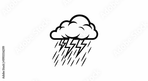 Stylized icon of a dark, stormy cloud releasing streaks of rain and lightning