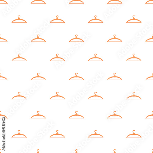 Orange clothes hangers creating a minimalist seamless pattern on a white background