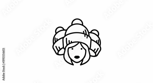 Stylized minimalist illustration of a woman's face with a voluminous hairdo