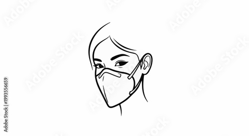 Stylized line drawing of a person wearing a protective face mask