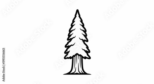 Stylized evergreen tree with a conical shape and detailed trunk