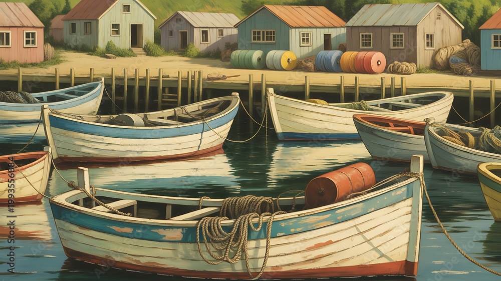 Fototapeta premium old fishing boats in the harbor