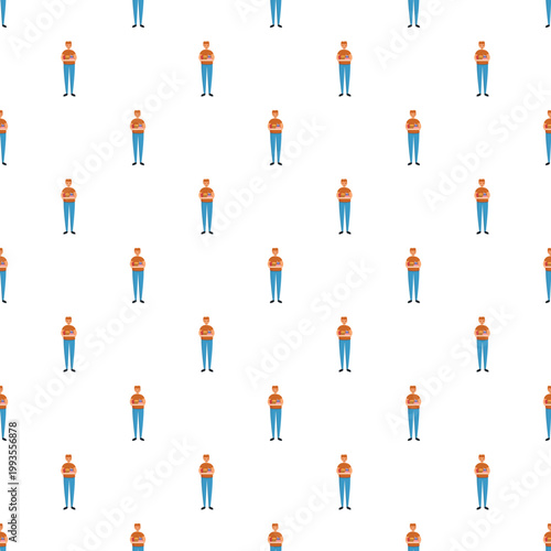 Seamless pattern of a delivery driver holding a package