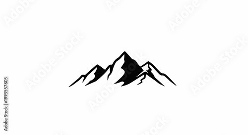 Silhouette of jagged mountain peaks against a white background