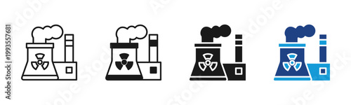 Nuclear Plant icon set multiple style collection