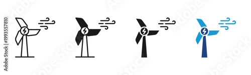 Energy Turbine icon set multiple style collection