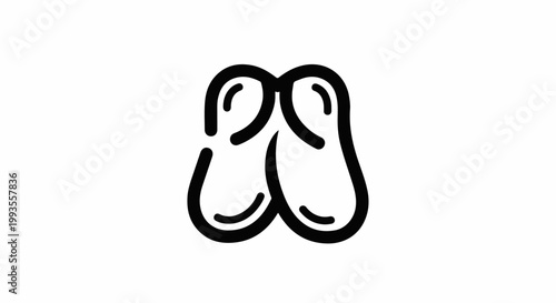 Simple black outline icon of a pair of flip-flop sandals on a white background