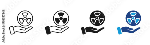 Radiation Sign icon set multiple style collection