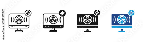 Radiation Monitor icon set multiple style collection