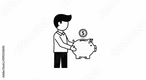 Person deposits coin into piggy bank