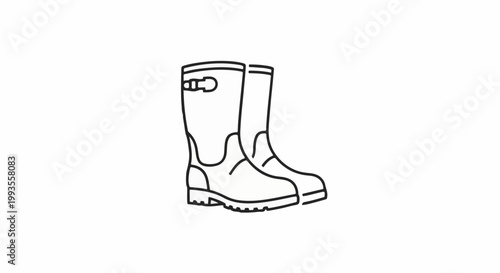 Outline illustration of a pair of tall rubber boots with a buckle detail