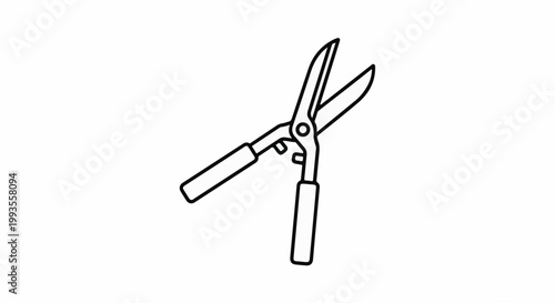 Simple line drawing of garden shears with open blades and handles