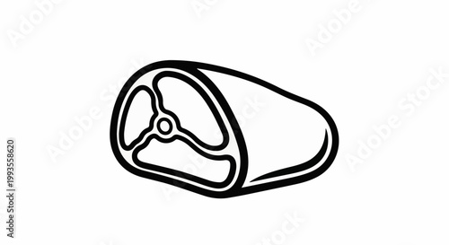 A stylized, thick black outline drawing of a raw meat cut