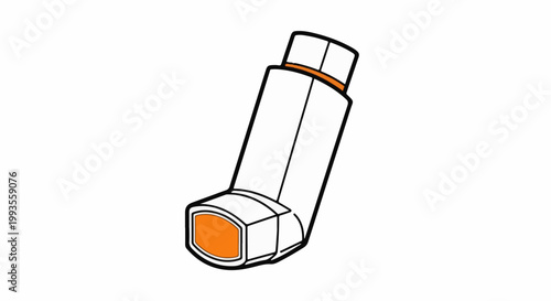 A white inhaler with orange accents on a white background
