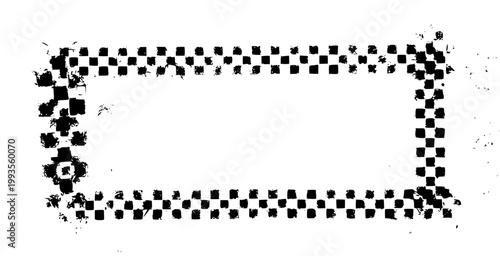 Grunge Checkered Warning Line Rectangle Frame Vector