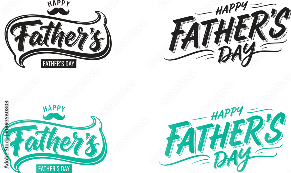 Fototapeta premium Happy father's day stylish calligraphy lettering designs for dad's special day