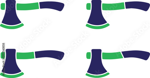 Four blue and green axes