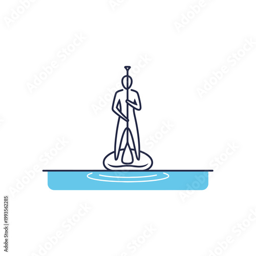 A person standing on a floating object.
