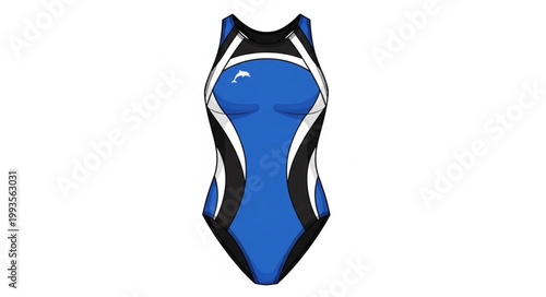 Blue and black professional racing swimsuit for women.