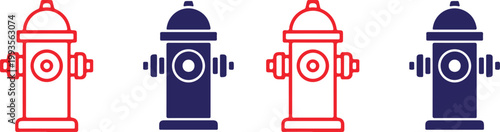 Vector graphics of fire hydrants in red and blue