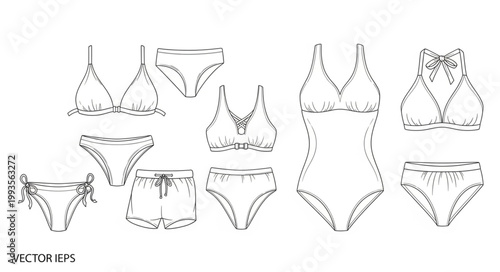 Collection of Swimwear Styles and Underwear Designs.