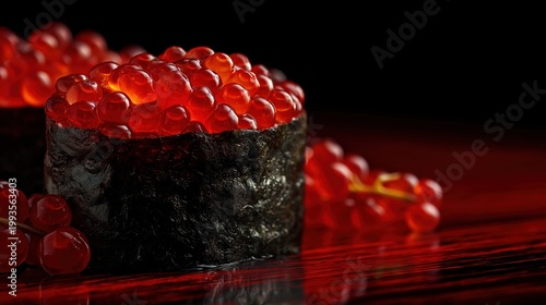 Vibrant Sushi with Red Caviar Details