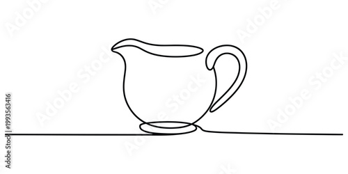 Continuous line drawing of a milk pitcher or creamer jug