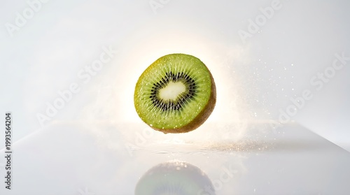 Refreshing Kiwi Fruit Slice in Mid-Air for Healthy Lifestyle & Food Marketing Campaigns