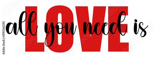Red all you need is love modern text design element