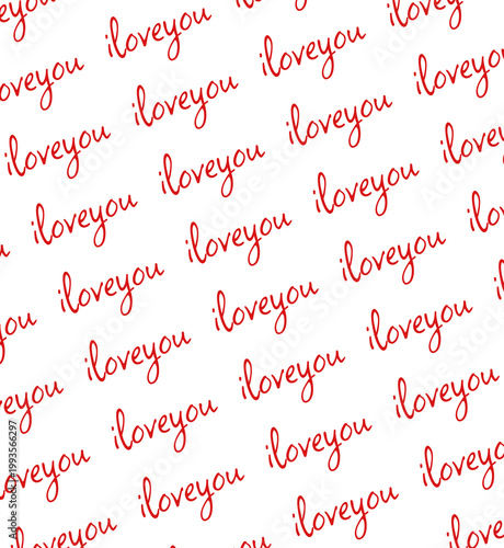 Red i love you modern repeated text design element