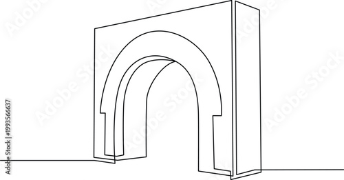 Architectural design featuring a semi-circular archway integrated into a modern building facade. Vector