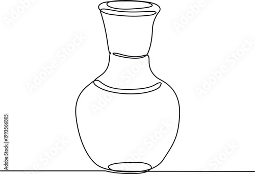 Elegant ceramic vase with narrow neck and rounded body displayed against plain background Vector