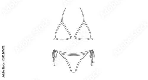 Fashion Sketch of a Bikini Swimsuit Design.