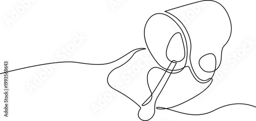 A whimsical sketch of a stylized creature with a bulbous head and elongated limbs. Vector