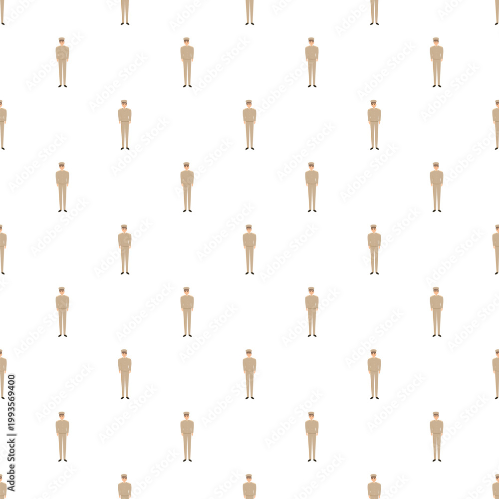 Obraz premium Soldiers in beige uniforms standing at attention forming a repetitive background pattern