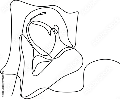 Abstract line art depicting a person wrapped in a blanket with a tailored edge Vector